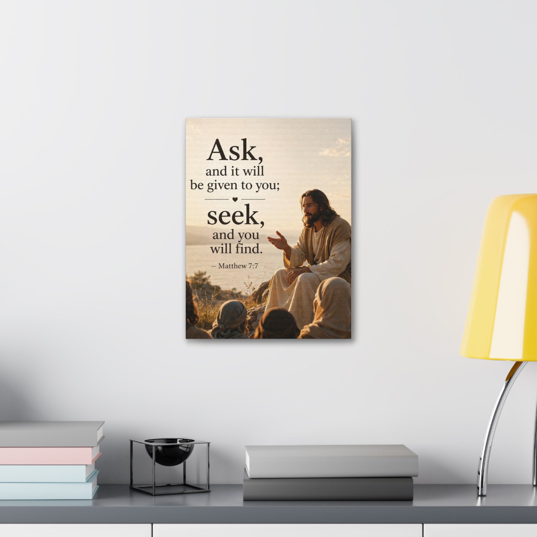 Canvas: "Ask and it will be given to you; seek, and you will find." (Matthew 7:7) — Inspirational Christian Wall Art
