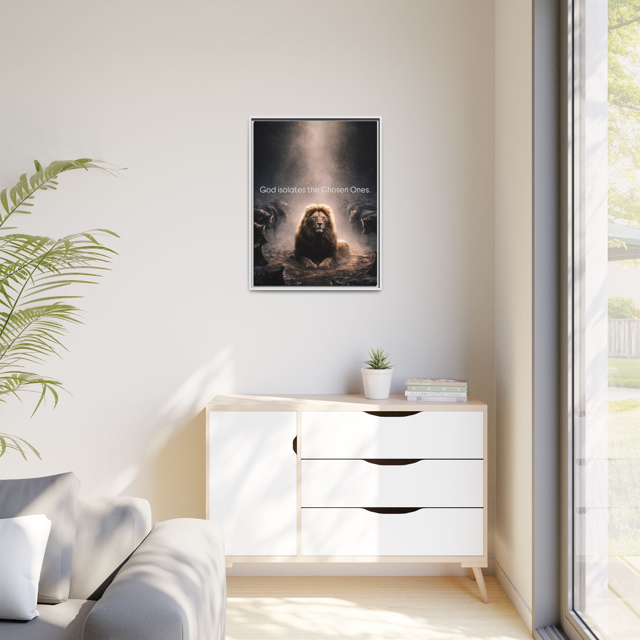 Lion Wall Art - "God Isolate The Chosen Ones" Matte Canvas Framed