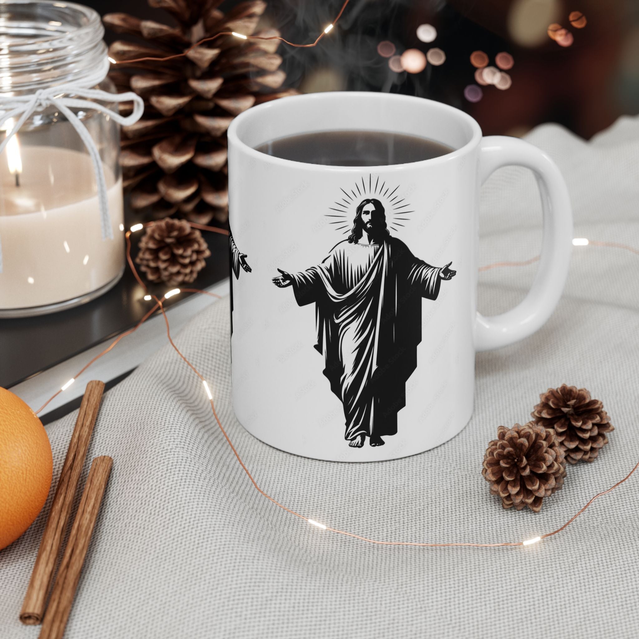 Jesus Mirror Ceramic Mug (11oz & 15oz) – Inspirational Religious Coffee Cup