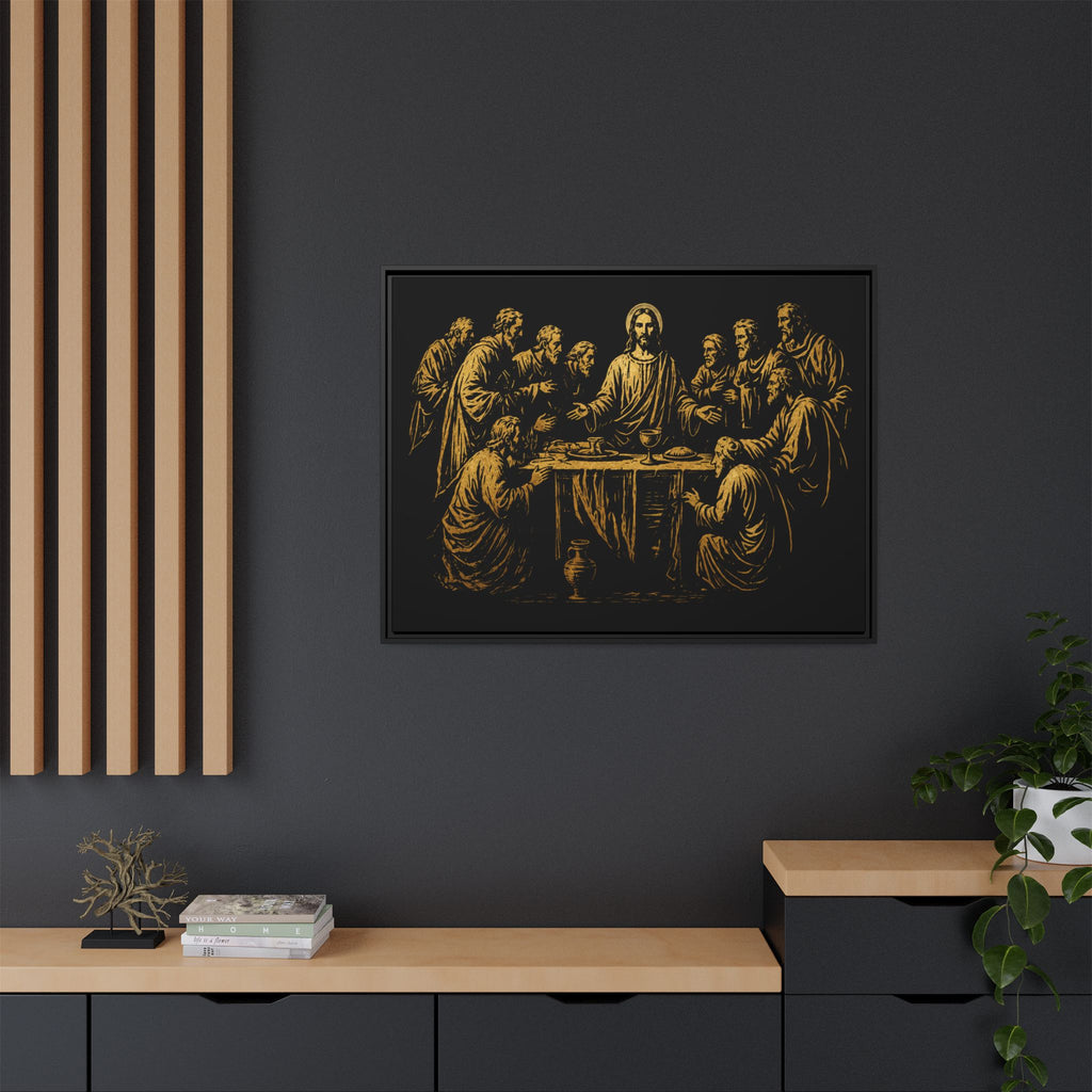 Framed Matte Canvas - The Last Supper Gold Illustration
