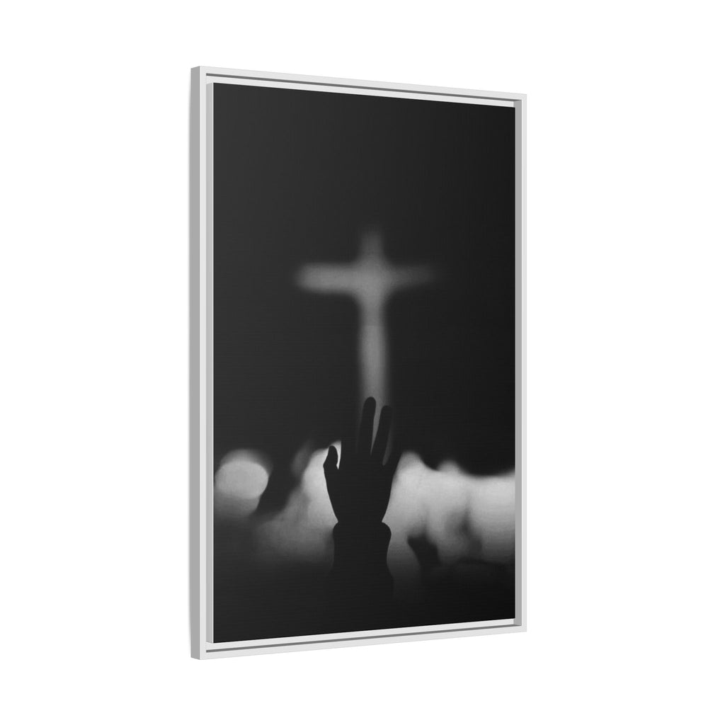 Framed Matte Canvas - Worship Silhouette Cross Wall Art