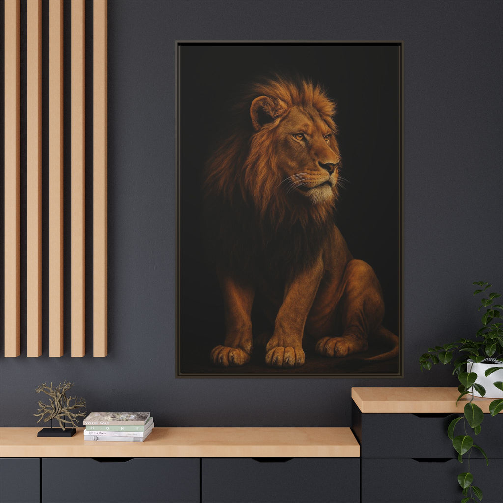 Majestic Lion Framed Canvas Wall Art — Matte Multi-Color