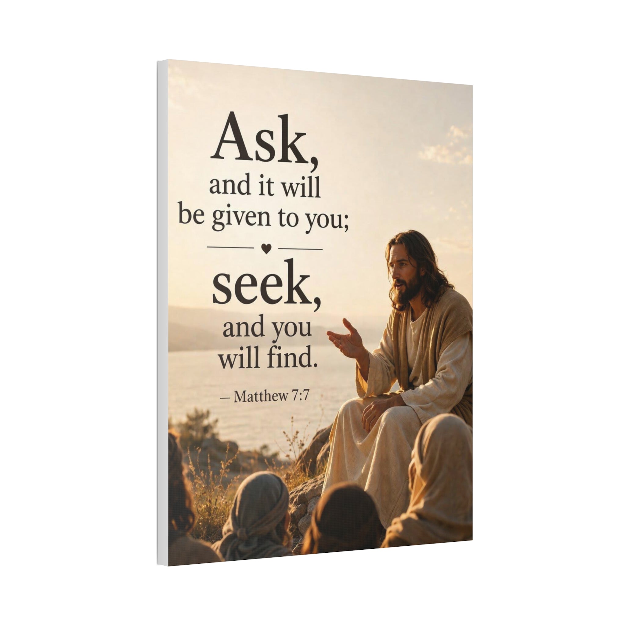 Canvas: "Ask and it will be given to you; seek, and you will find." (Matthew 7:7) — Inspirational Christian Wall Art