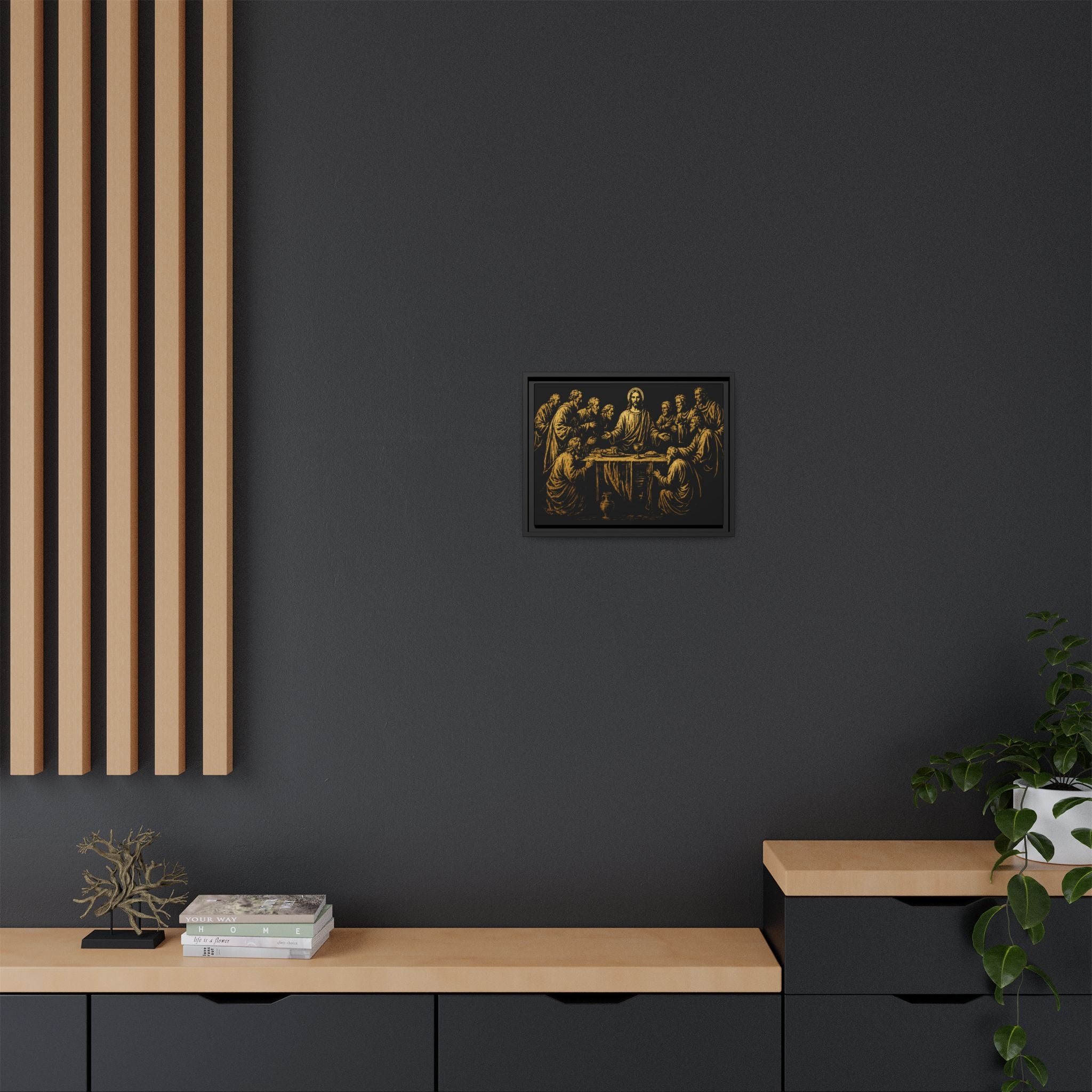 Framed Matte Canvas - The Last Supper Gold Illustration