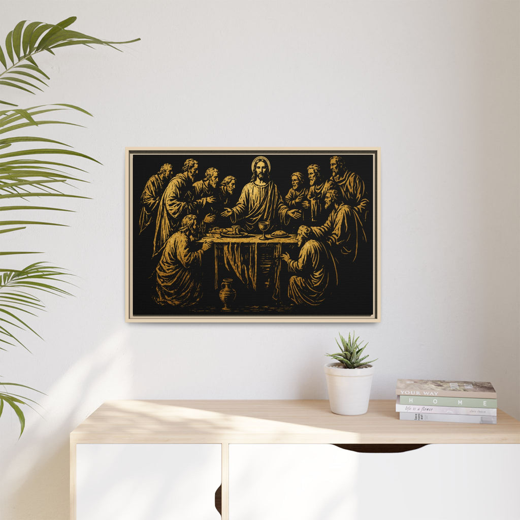 Framed Matte Canvas - The Last Supper Gold Illustration