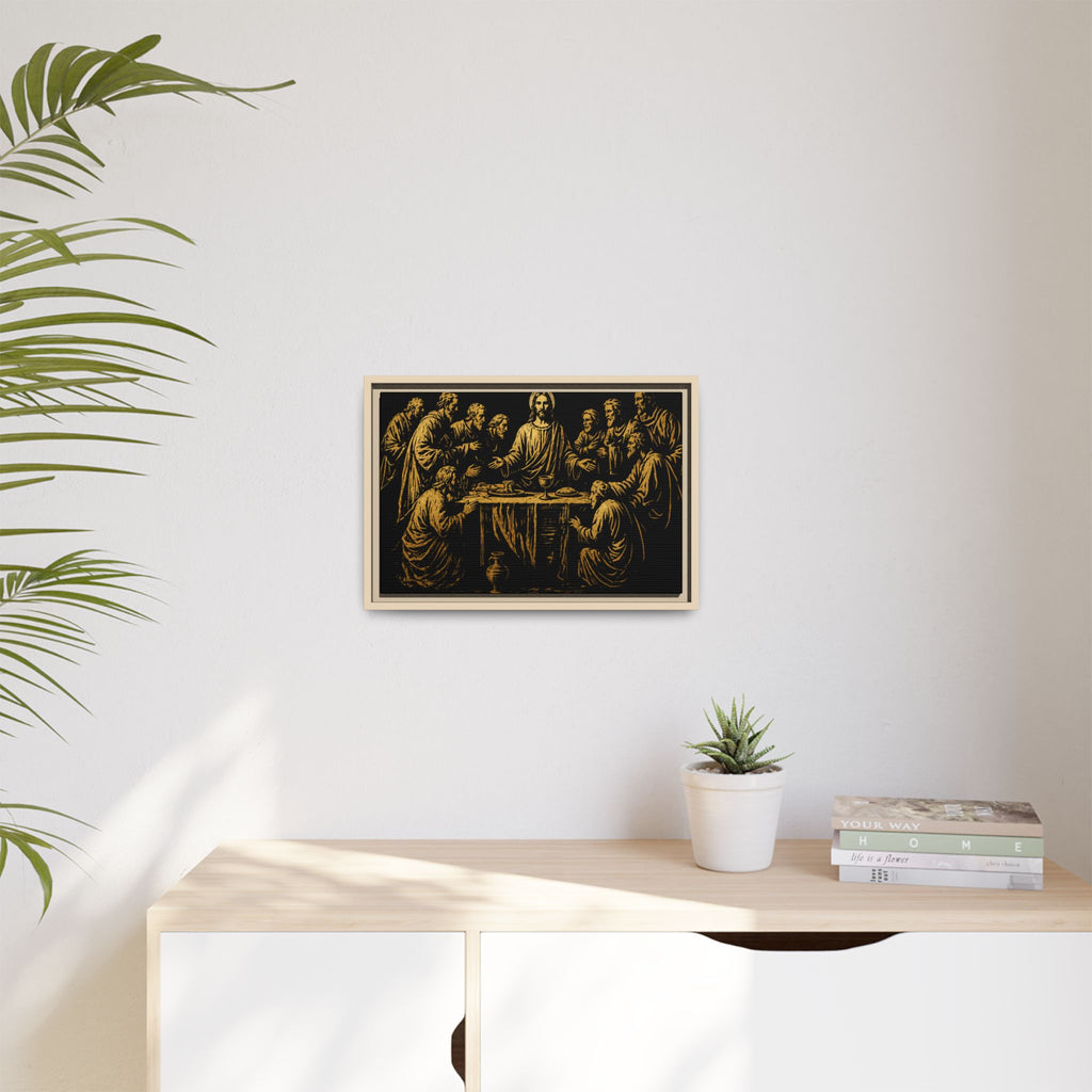 Framed Matte Canvas - The Last Supper Gold Illustration