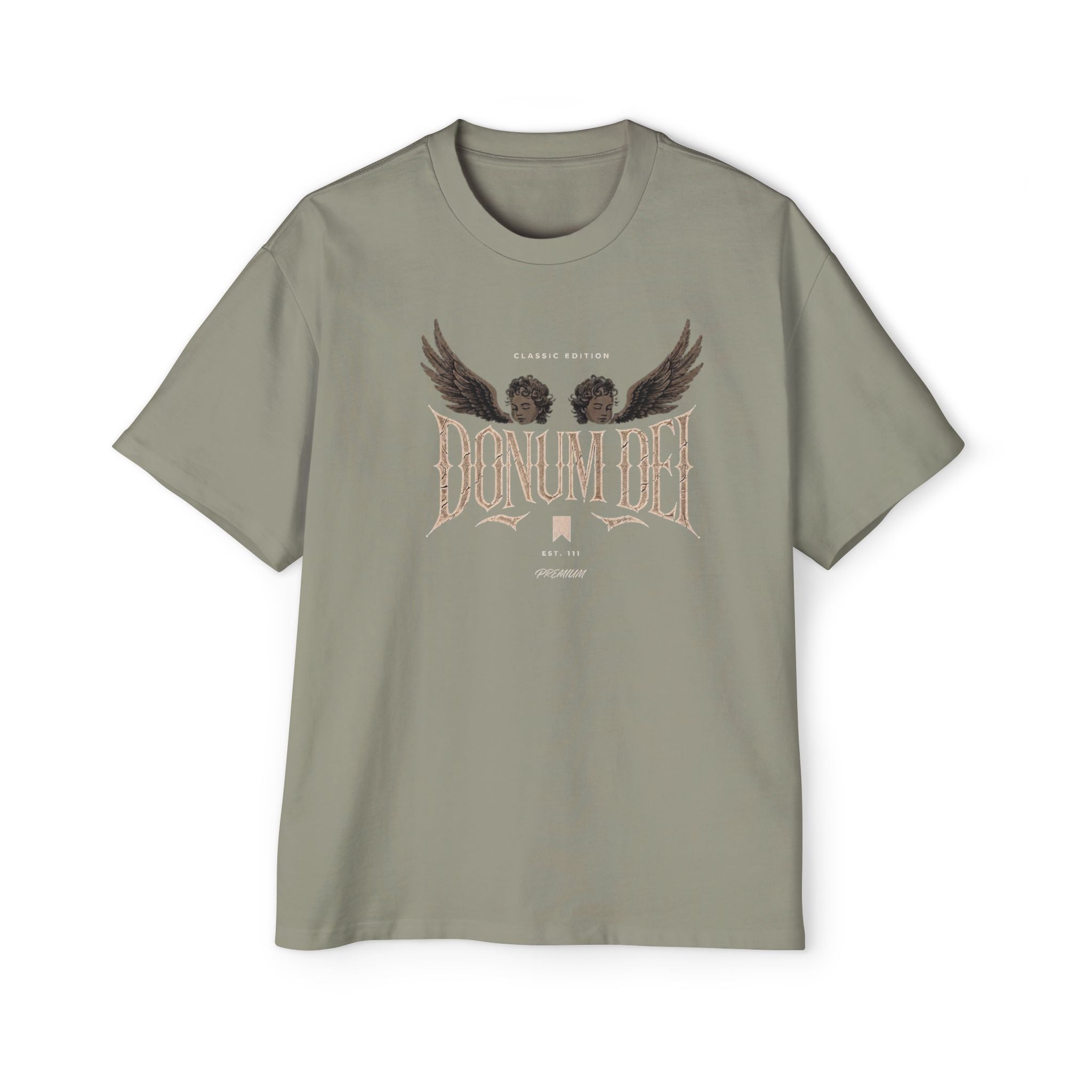 Donum Dei Graphic Tee — Angel Wings Men's Oversized T-Shirt