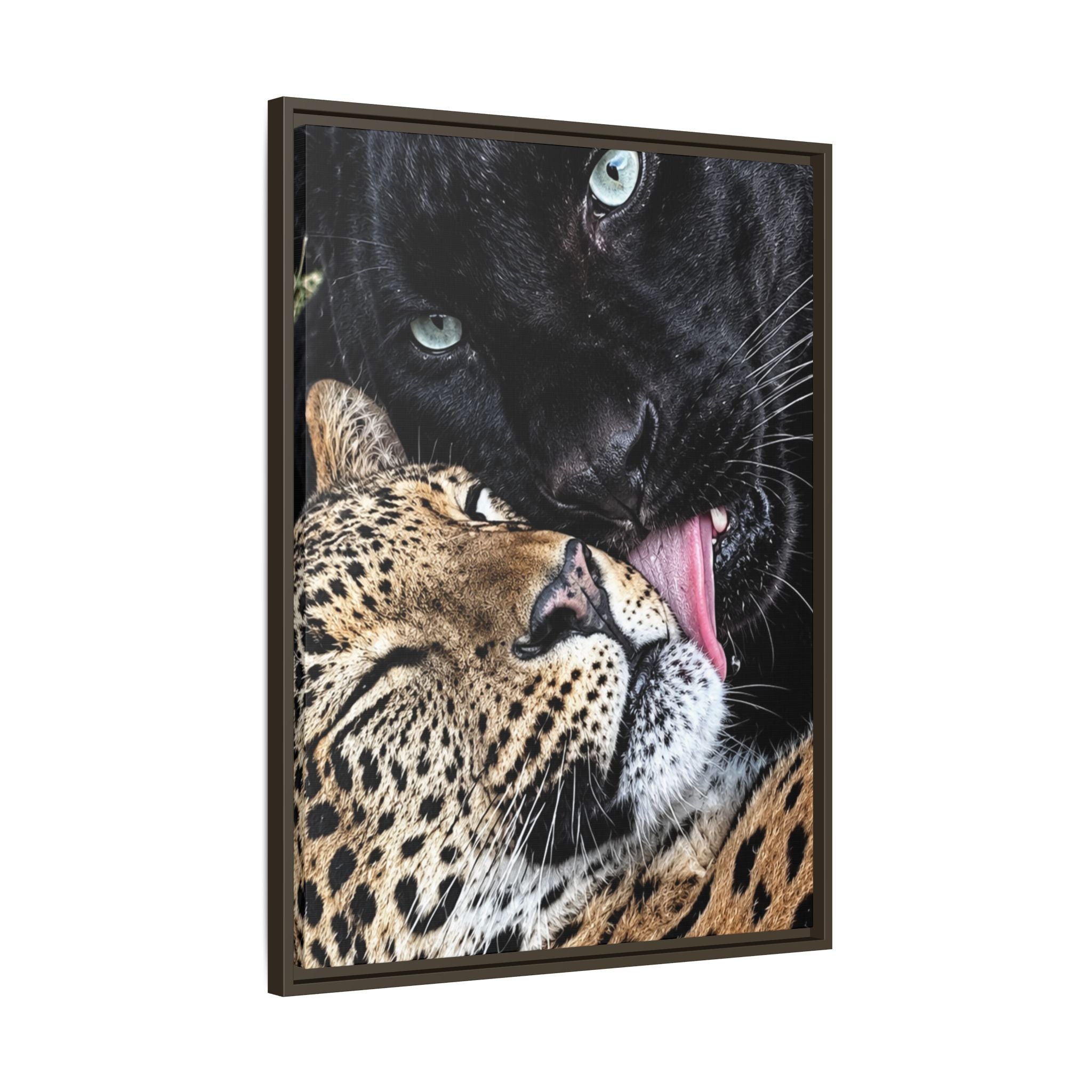 Big Cat Portrait Matte Canvas Framed — 'Perfect' Love-Themed Multi-Color Wall Art