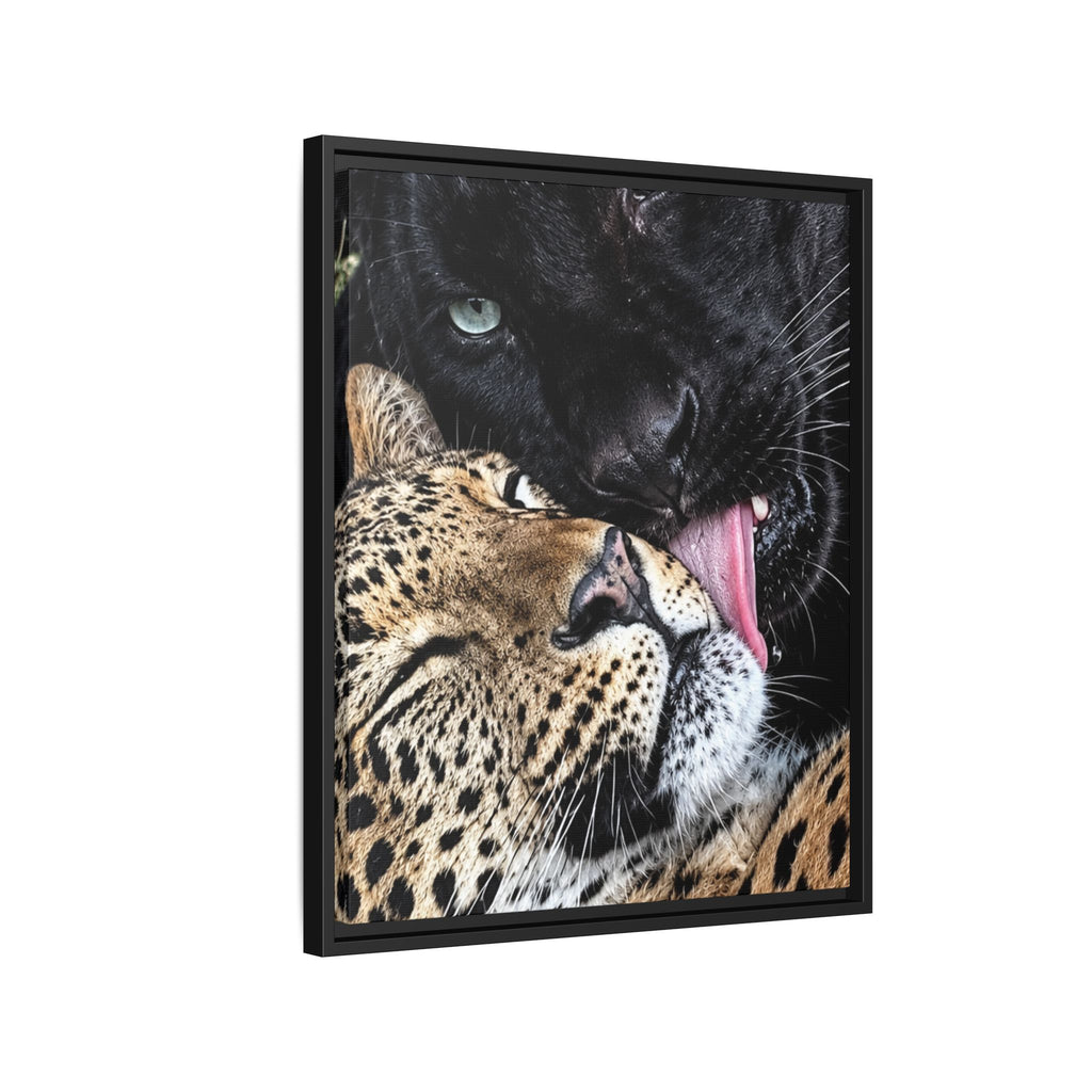Big Cat Portrait Matte Canvas Framed — 'Perfect' Love-Themed Multi-Color Wall Art