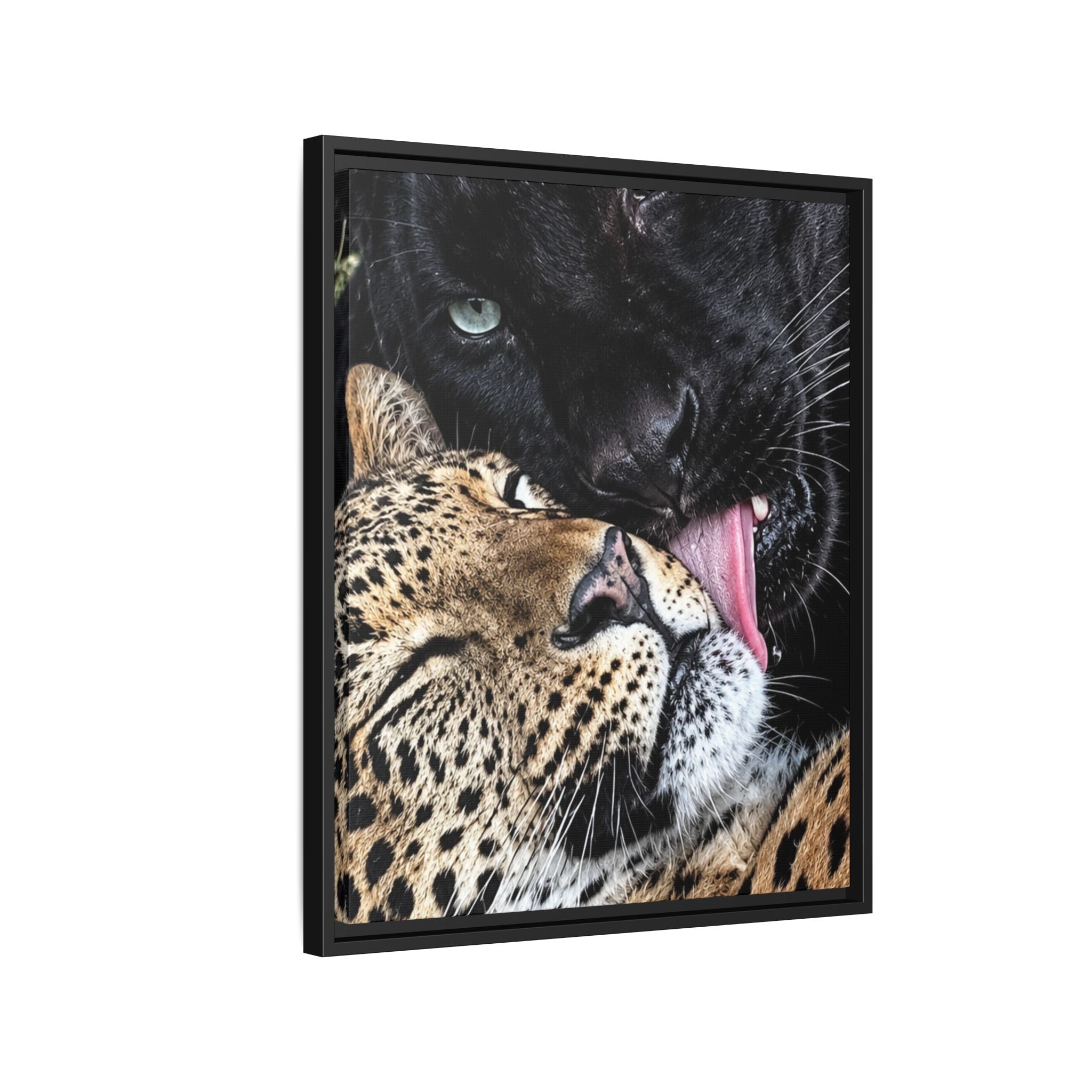 Big Cat Portrait Matte Canvas Framed — 'Perfect' Love-Themed Multi-Color Wall Art