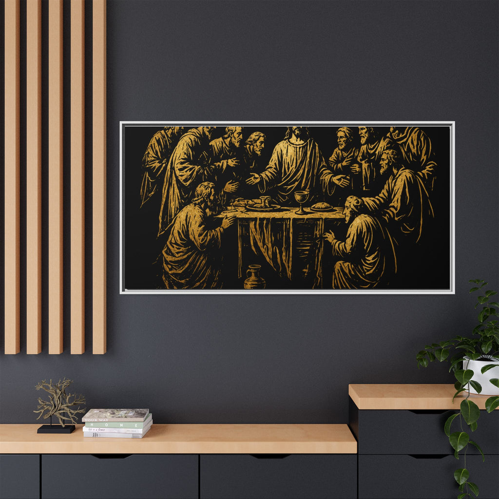 Framed Matte Canvas - The Last Supper Gold Illustration