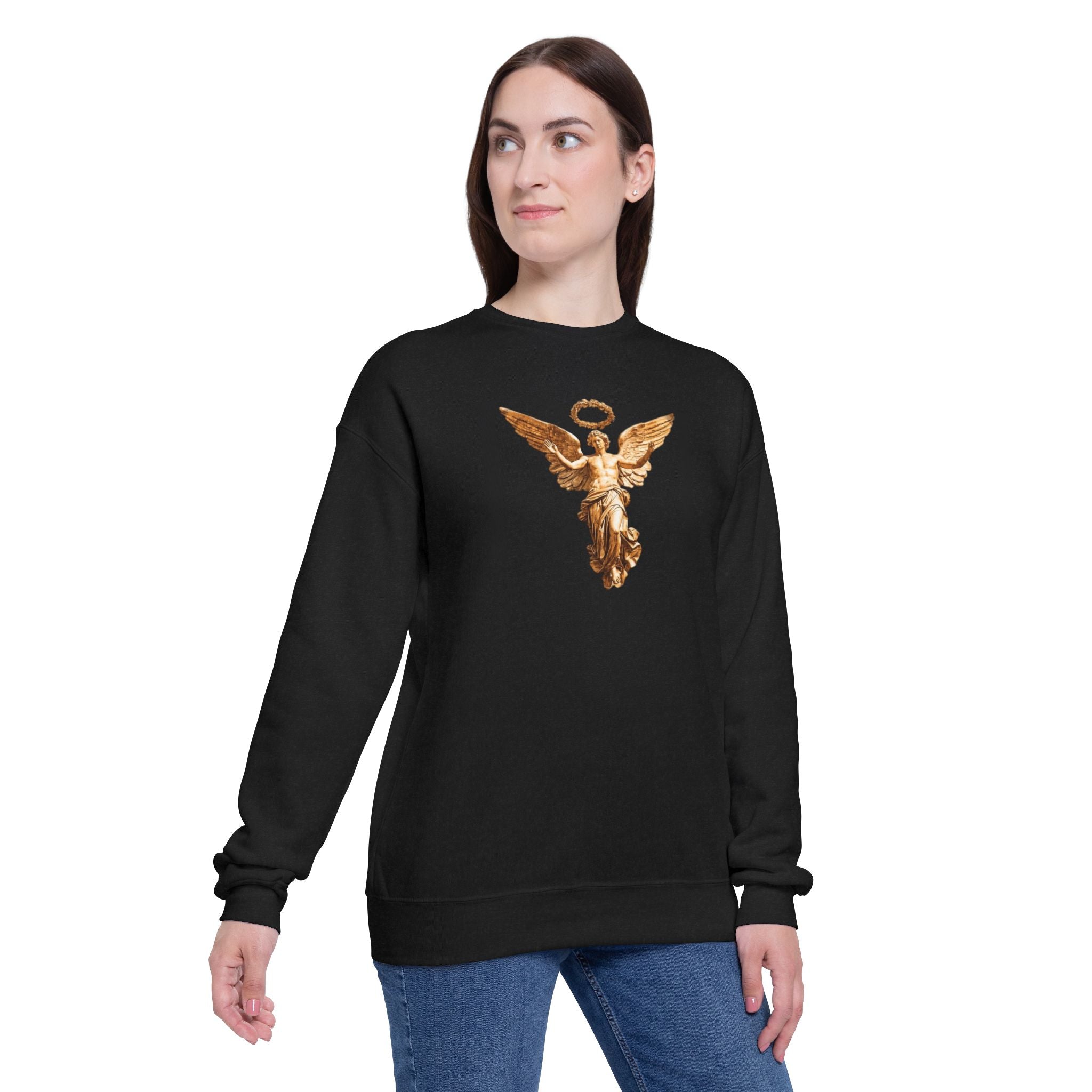 Donum Dei Angel Graphic Sweatshirt — Vintage Roman Lettering