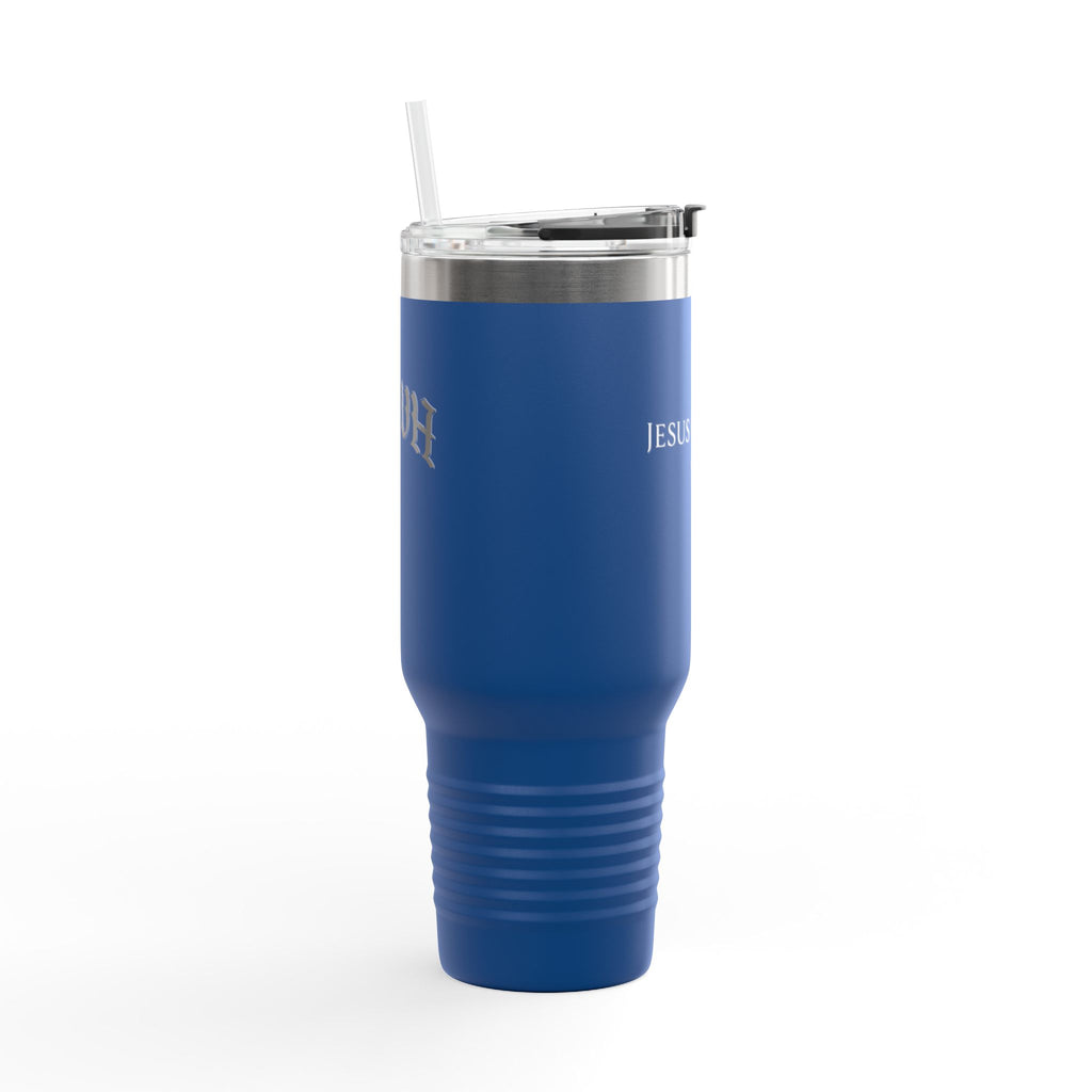 40oz Insulated Travel Mug — White Stainless Tumbler with Lid & Straw