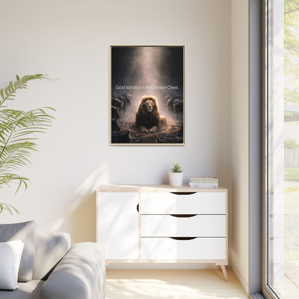 Lion Wall Art - "God Isolate The Chosen Ones" Matte Canvas Framed