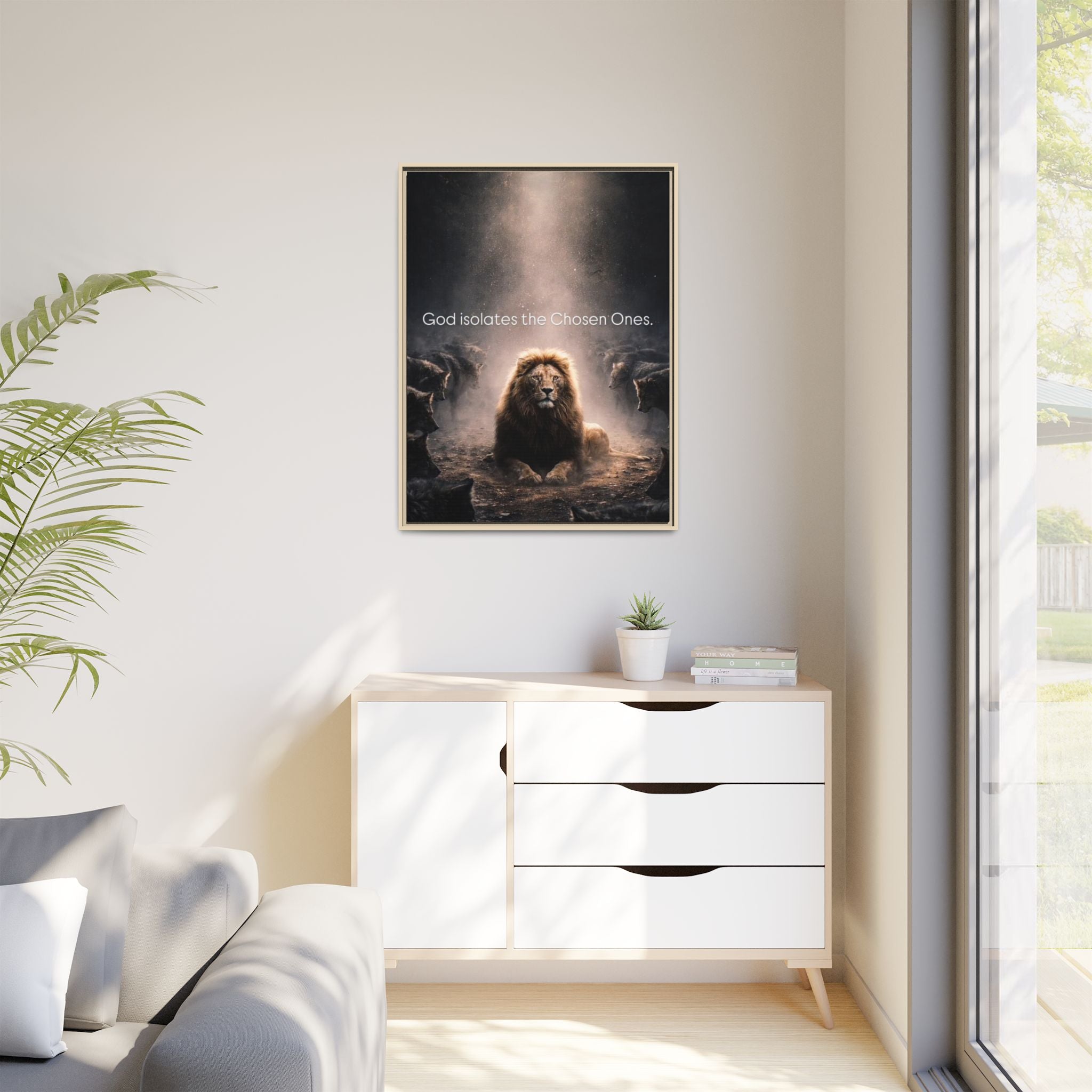 Lion Wall Art - "God Isolate The Chosen Ones" Matte Canvas Framed