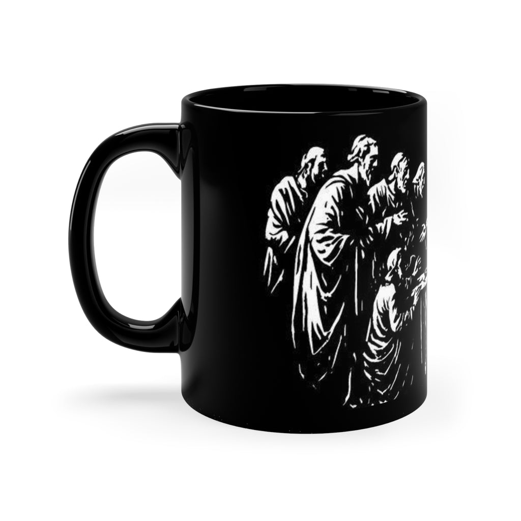 Last Supper Black Coffee Mug — Christian Religious Tea Cup, 11oz