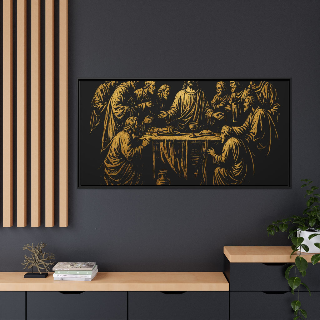 Framed Matte Canvas - The Last Supper Gold Illustration