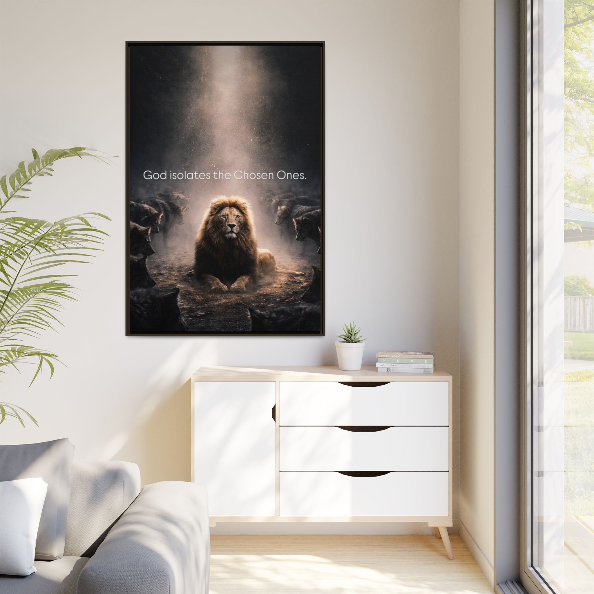 Lion Wall Art - "God Isolate The Chosen Ones" Matte Canvas Framed