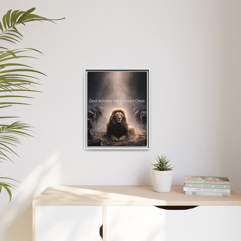 Lion Wall Art - "God Isolate The Chosen Ones" Matte Canvas Framed