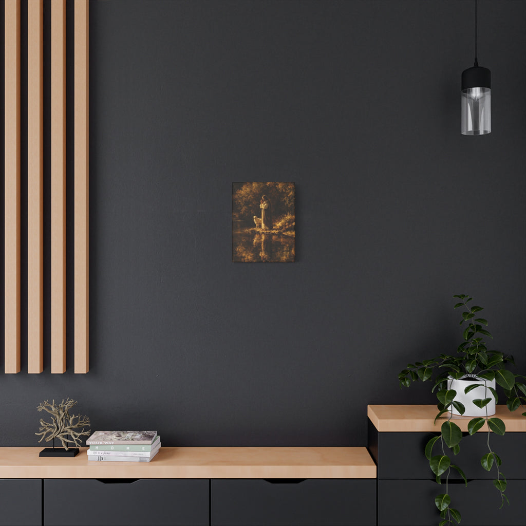 Jesus with Lamb Matte Canvas Wall Art – Peaceful Christian Religious Decor