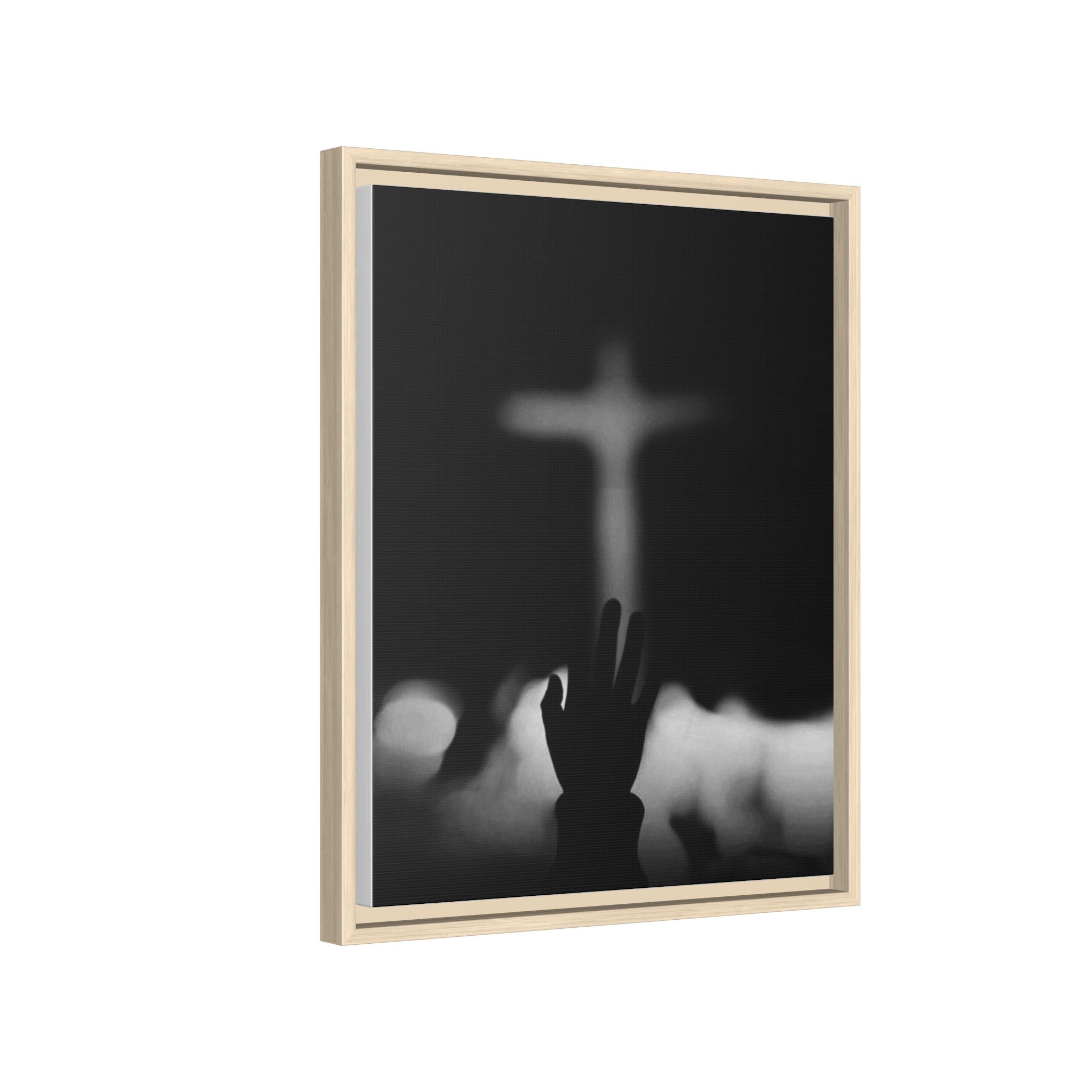 Framed Matte Canvas - Worship Silhouette Cross Wall Art