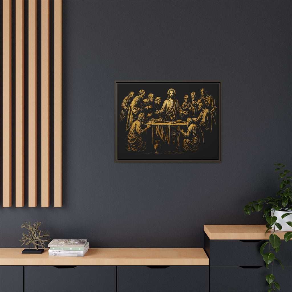 Framed Matte Canvas - The Last Supper Gold Illustration