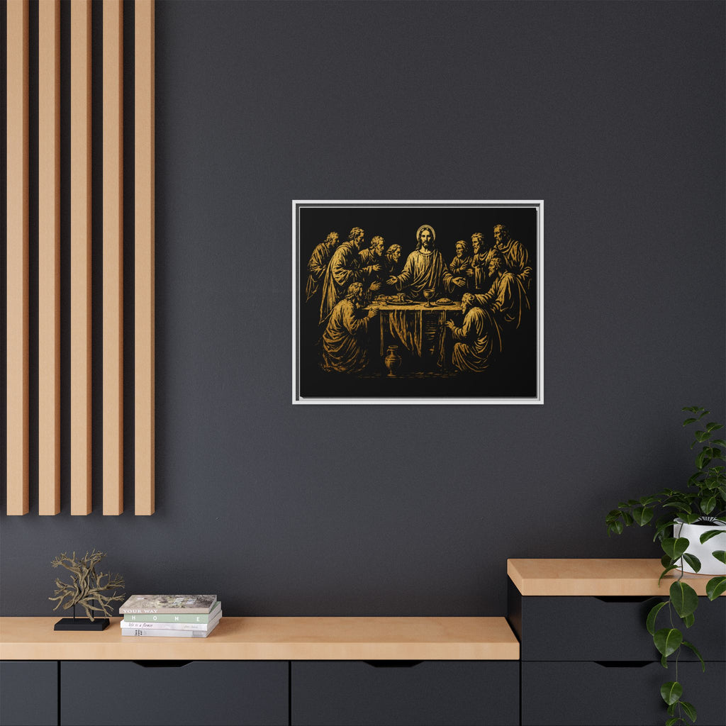 Framed Matte Canvas - The Last Supper Gold Illustration