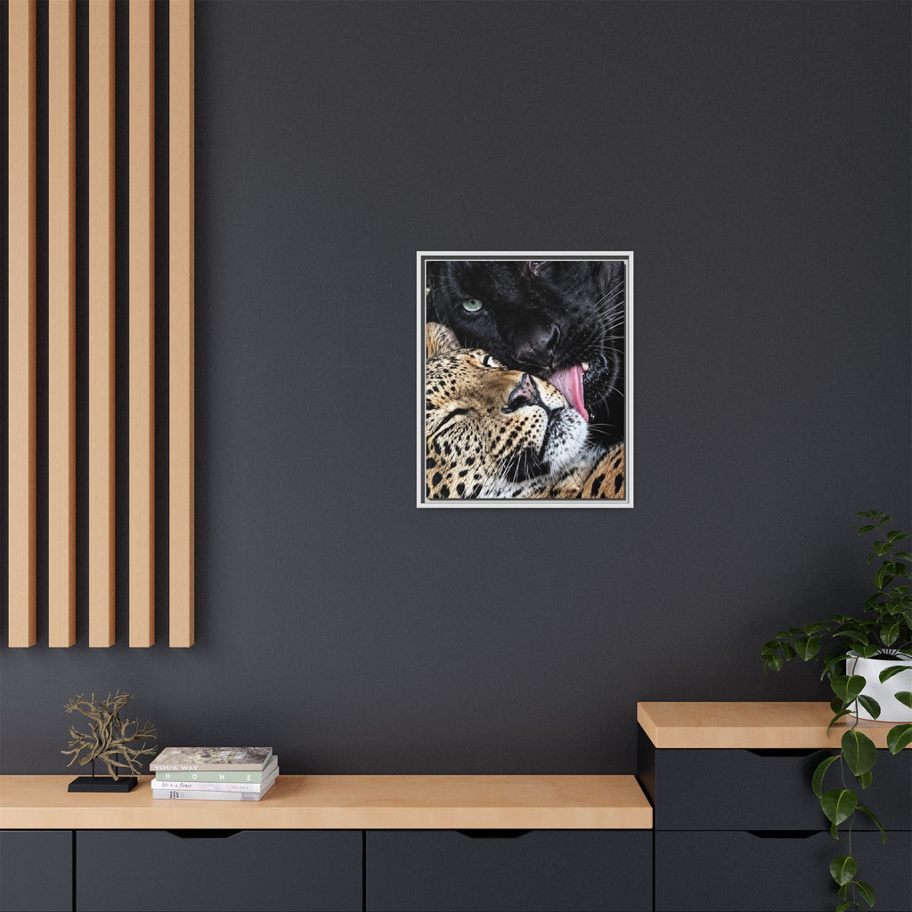 Big Cat Portrait Matte Canvas Framed — 'Perfect' Love-Themed Multi-Color Wall Art