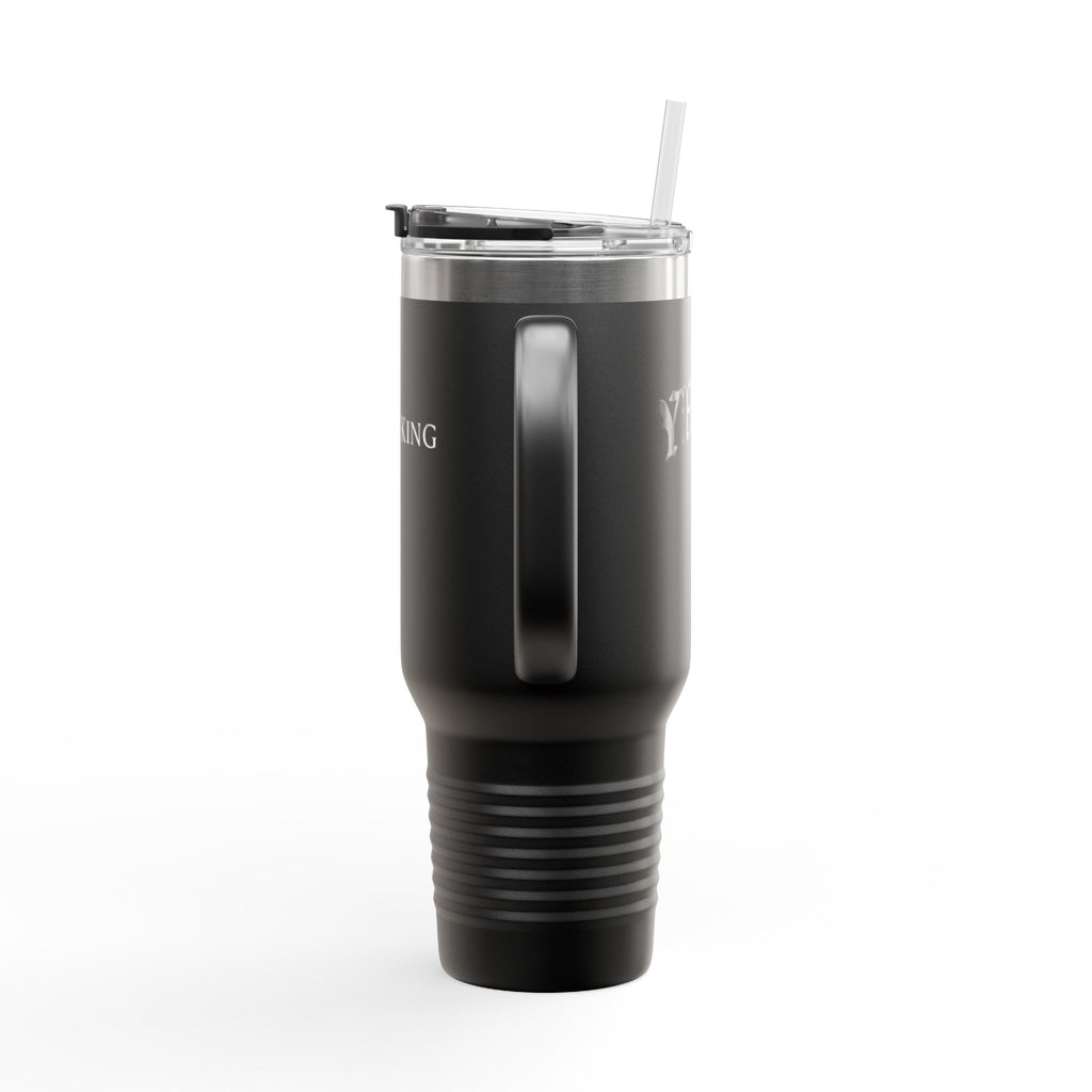40oz Insulated Travel Mug — White Stainless Tumbler with Lid & Straw
