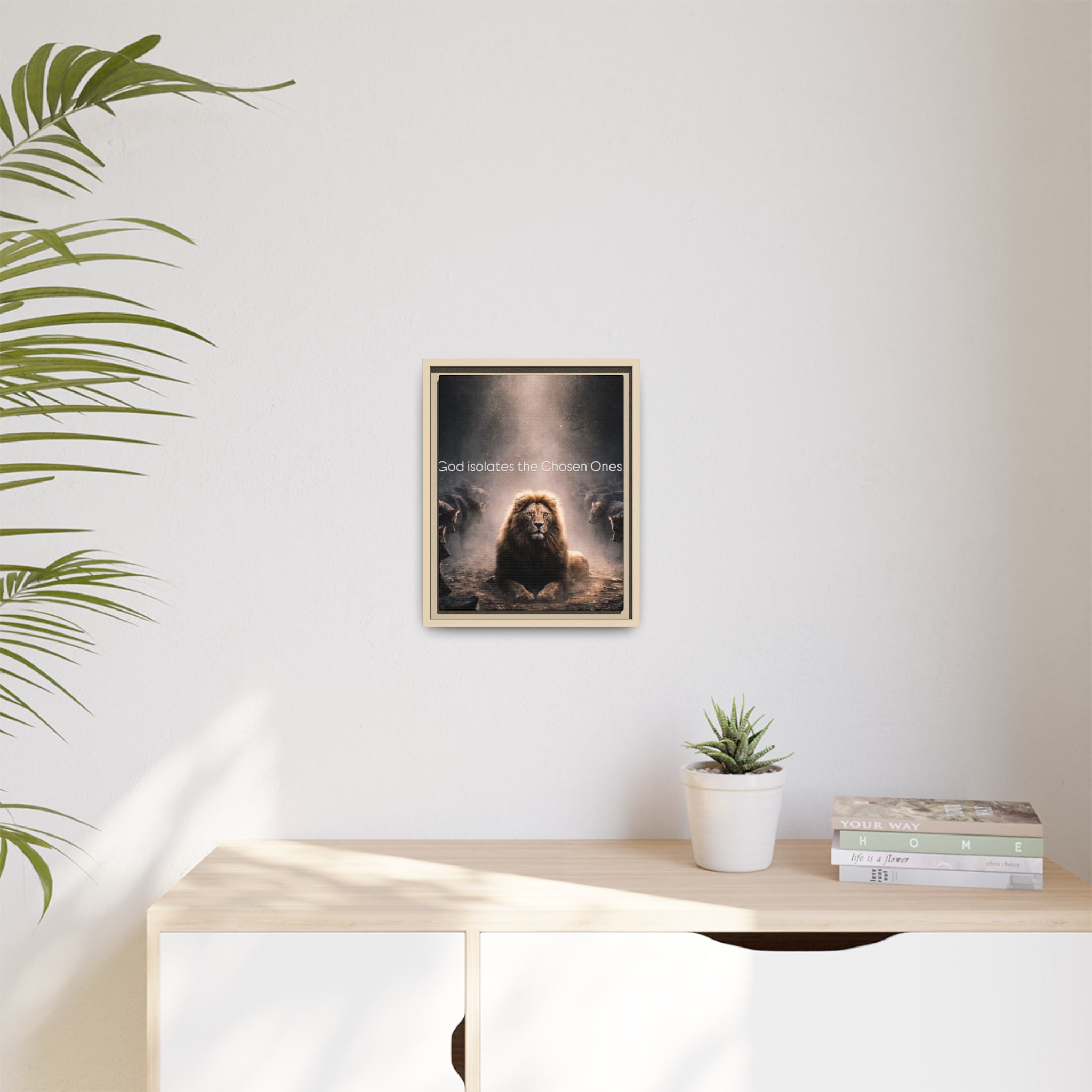 Lion Wall Art - "God Isolate The Chosen Ones" Matte Canvas Framed