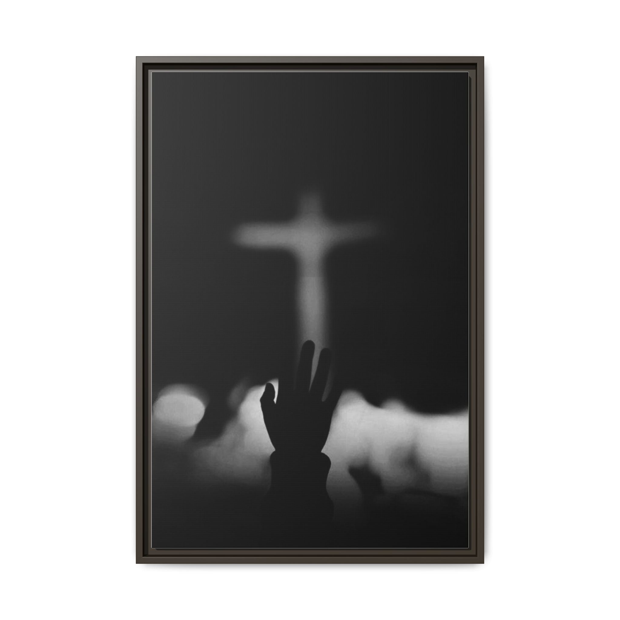 Framed Matte Canvas - Worship Silhouette Cross Wall Art