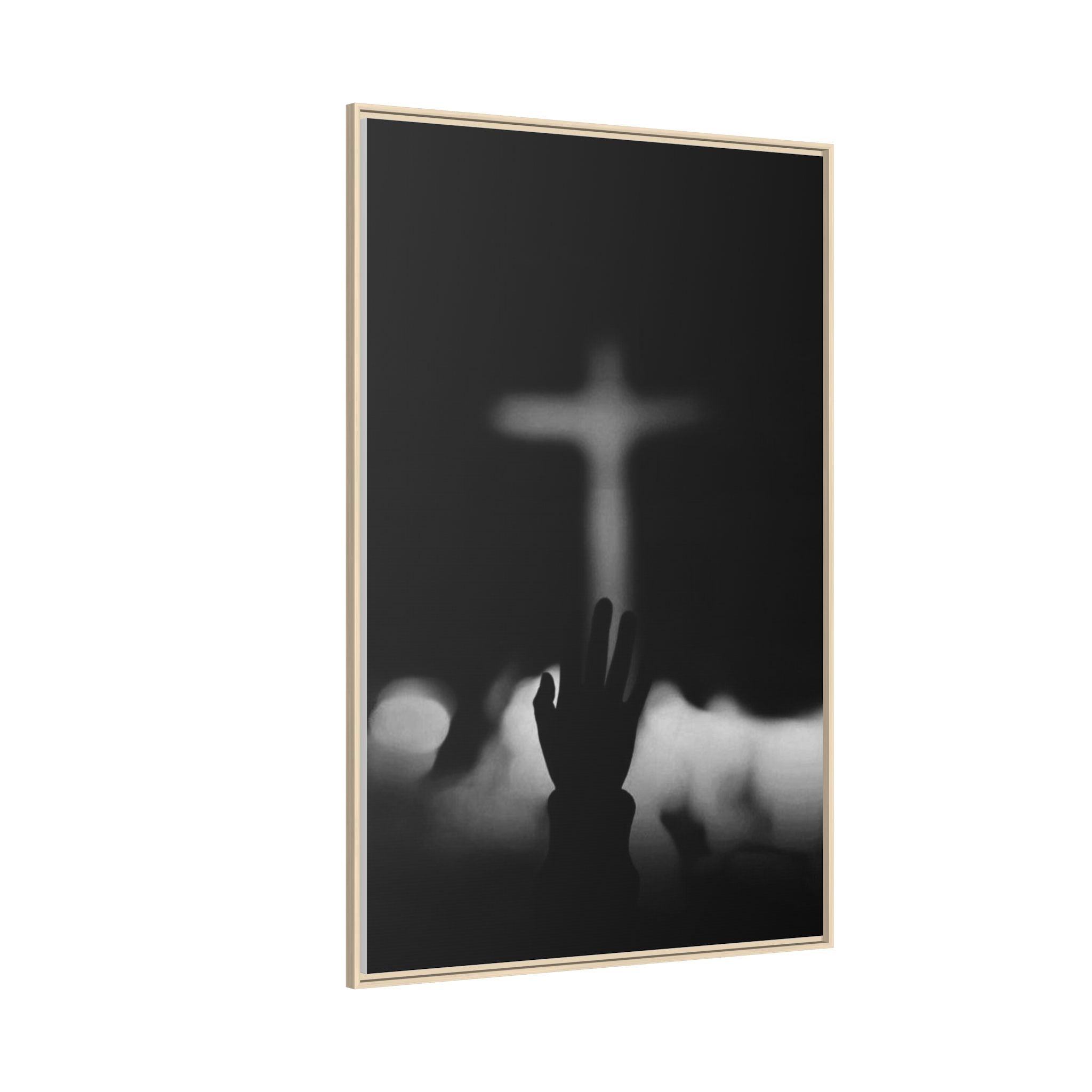 Framed Matte Canvas - Worship Silhouette Cross Wall Art