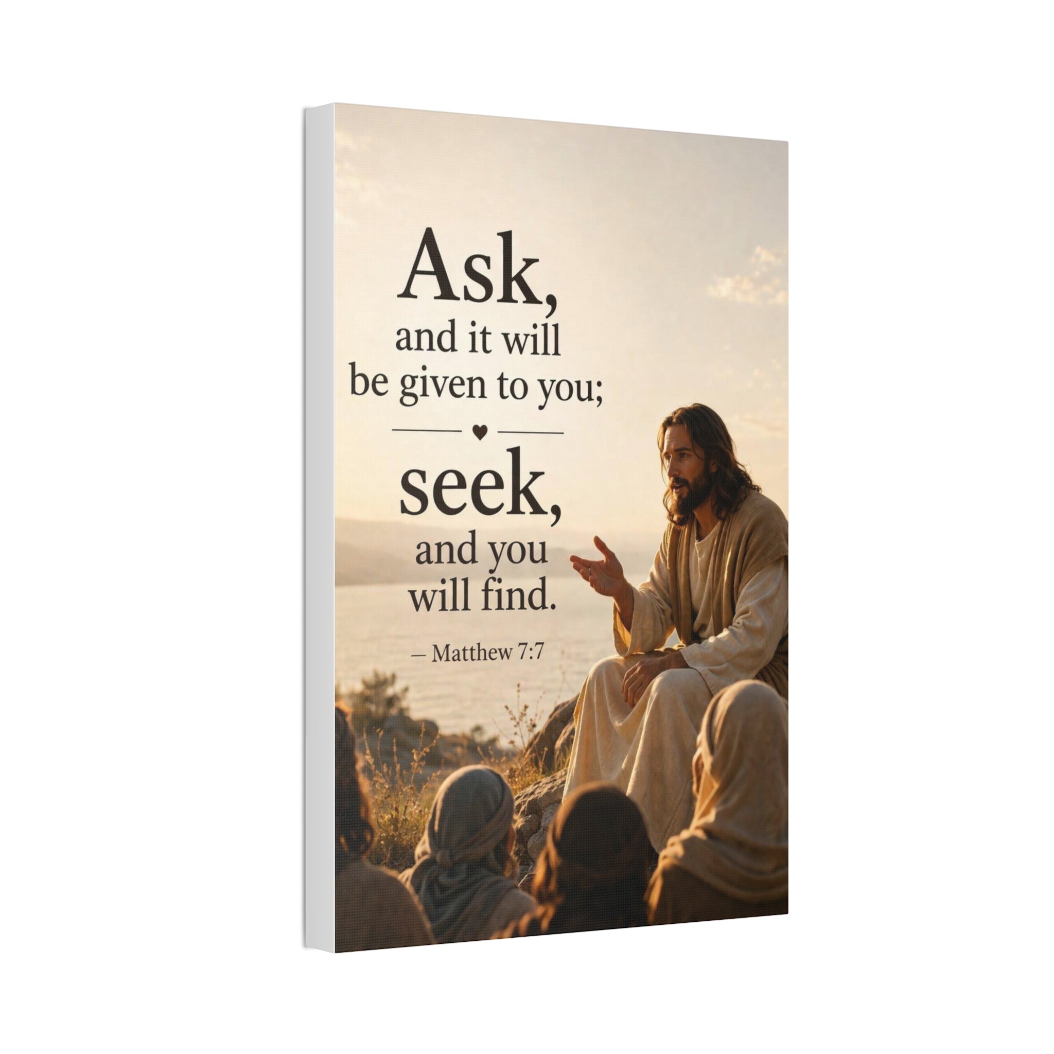 Canvas: "Ask and it will be given to you; seek, and you will find." (Matthew 7:7) — Inspirational Christian Wall Art
