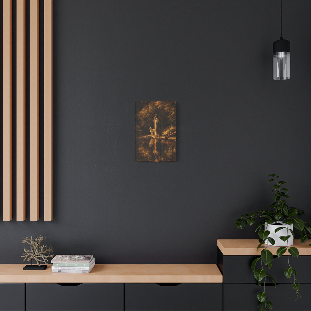 Jesus with Lamb Matte Canvas Wall Art – Peaceful Christian Religious Decor