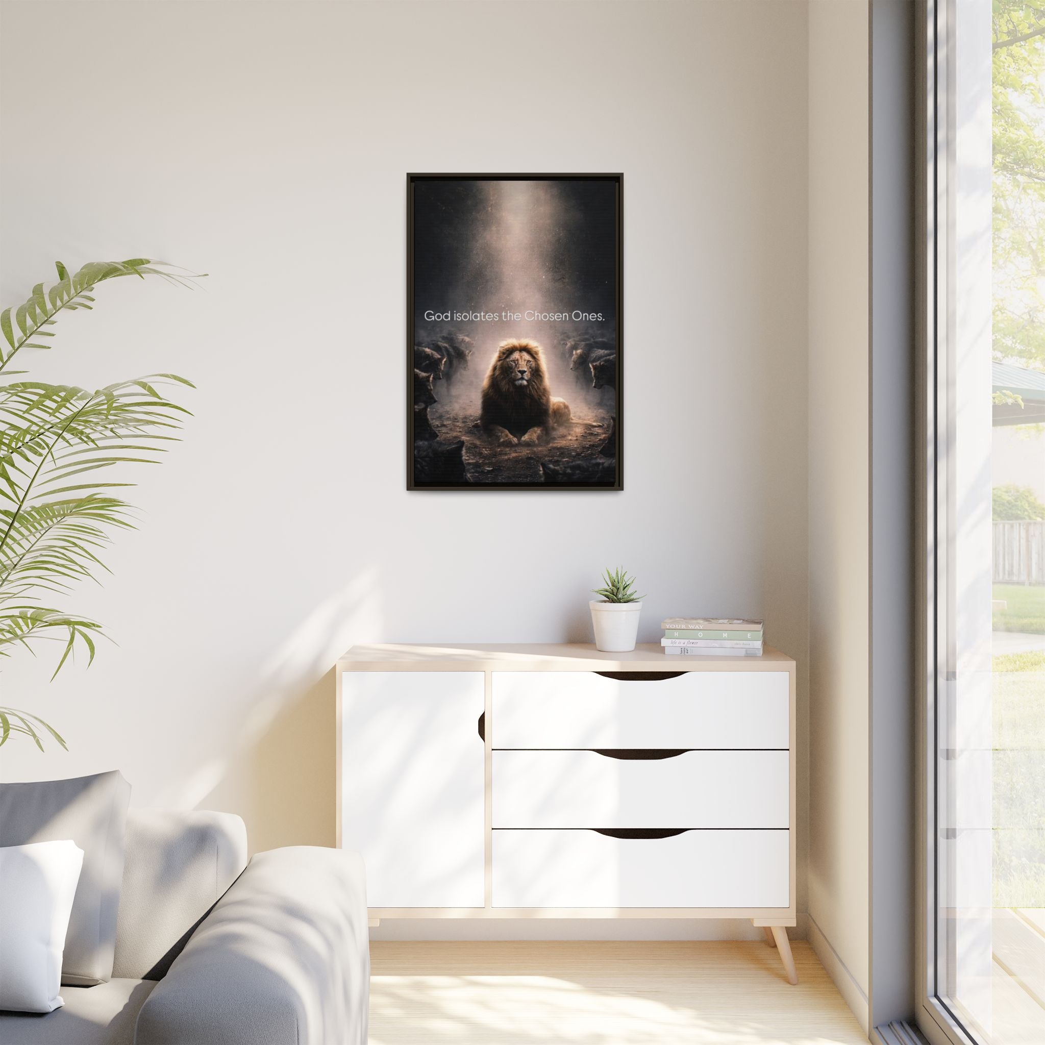 Lion Wall Art - "God Isolate The Chosen Ones" Matte Canvas Framed