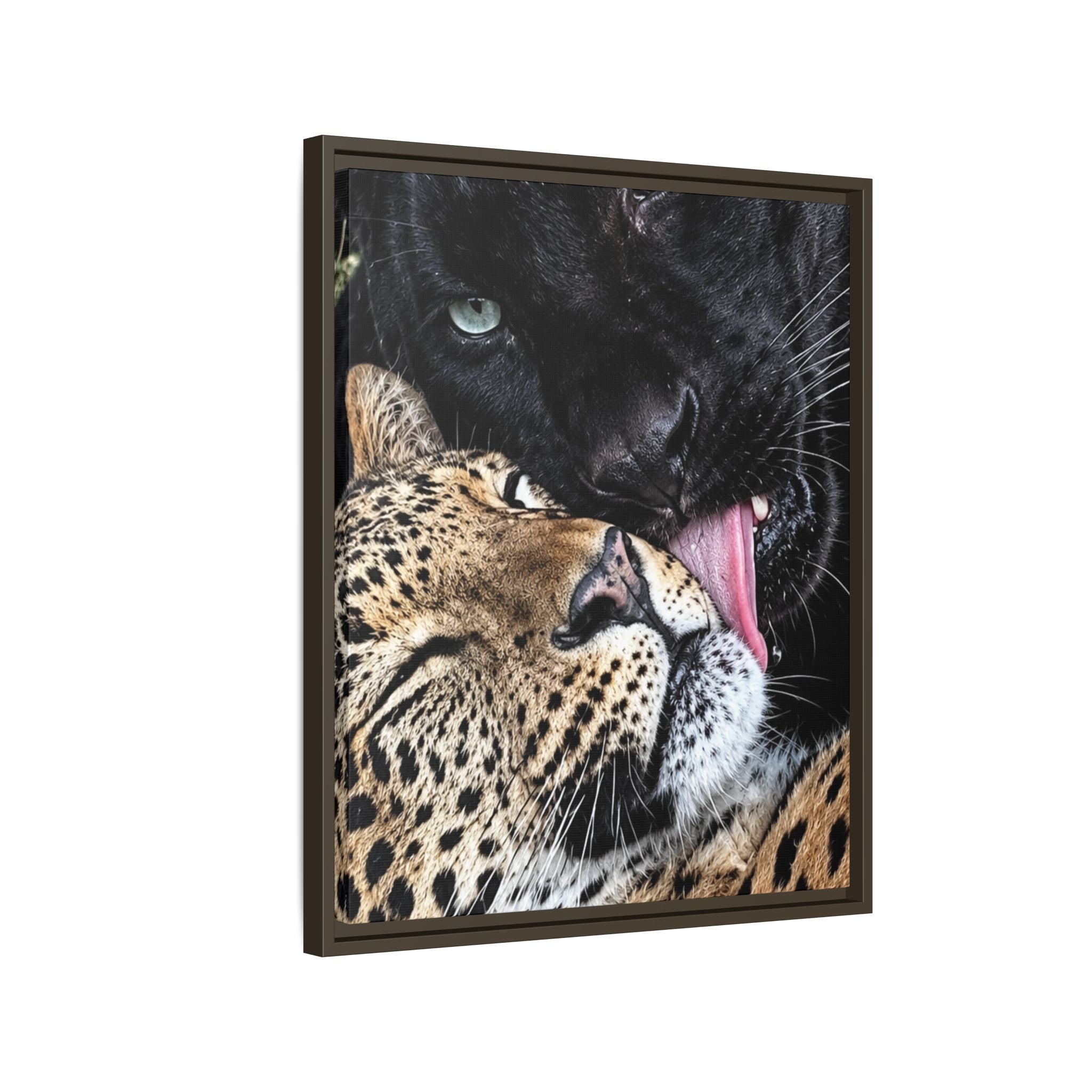 Big Cat Portrait Matte Canvas Framed — 'Perfect' Love-Themed Multi-Color Wall Art