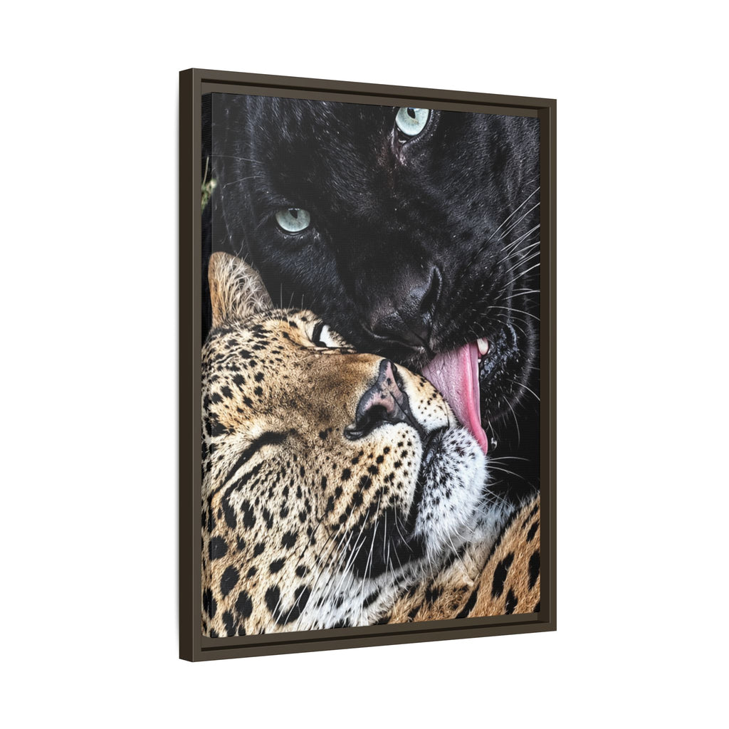 Big Cat Portrait Matte Canvas Framed — 'Perfect' Love-Themed Multi-Color Wall Art