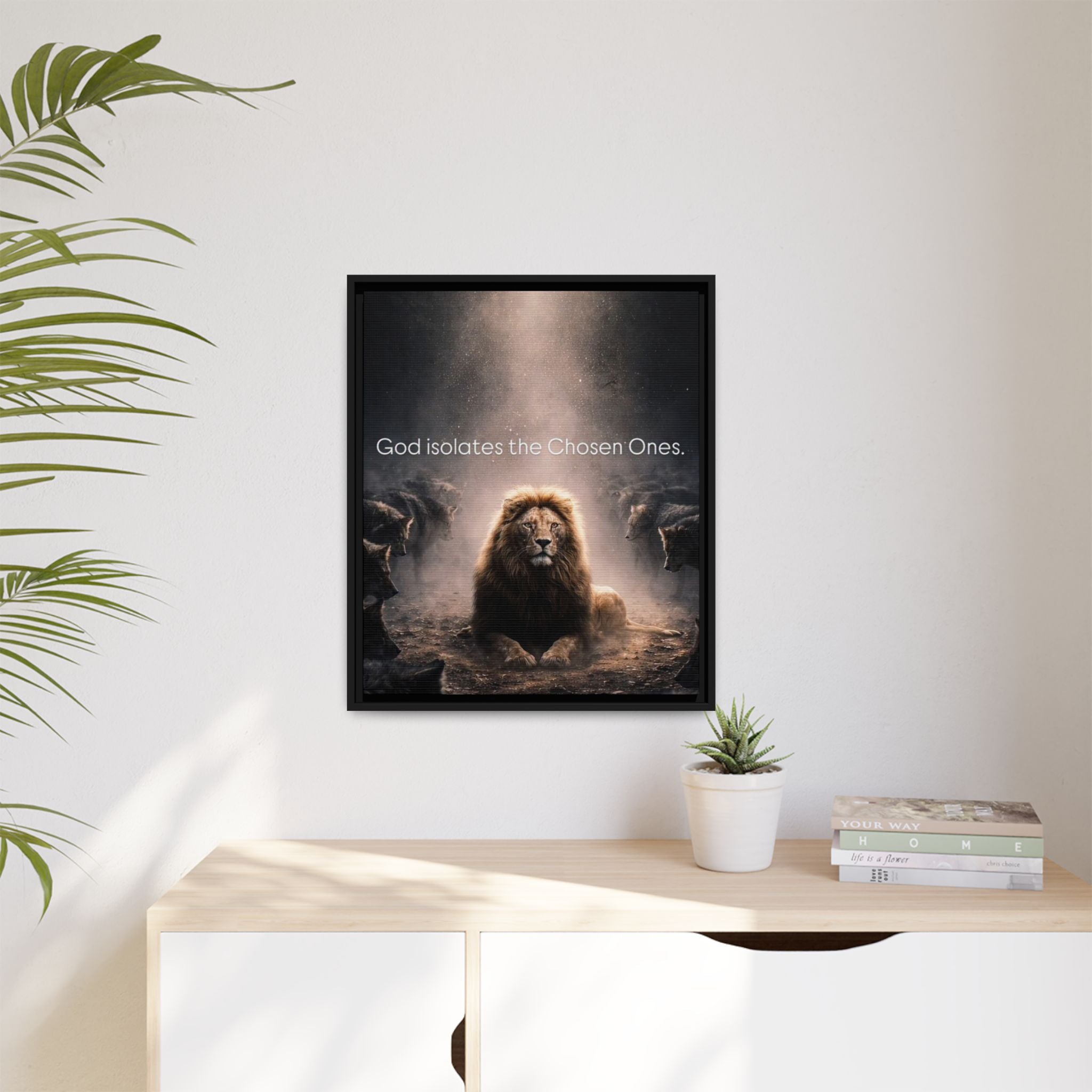 Lion Wall Art - "God Isolate The Chosen Ones" Matte Canvas Framed