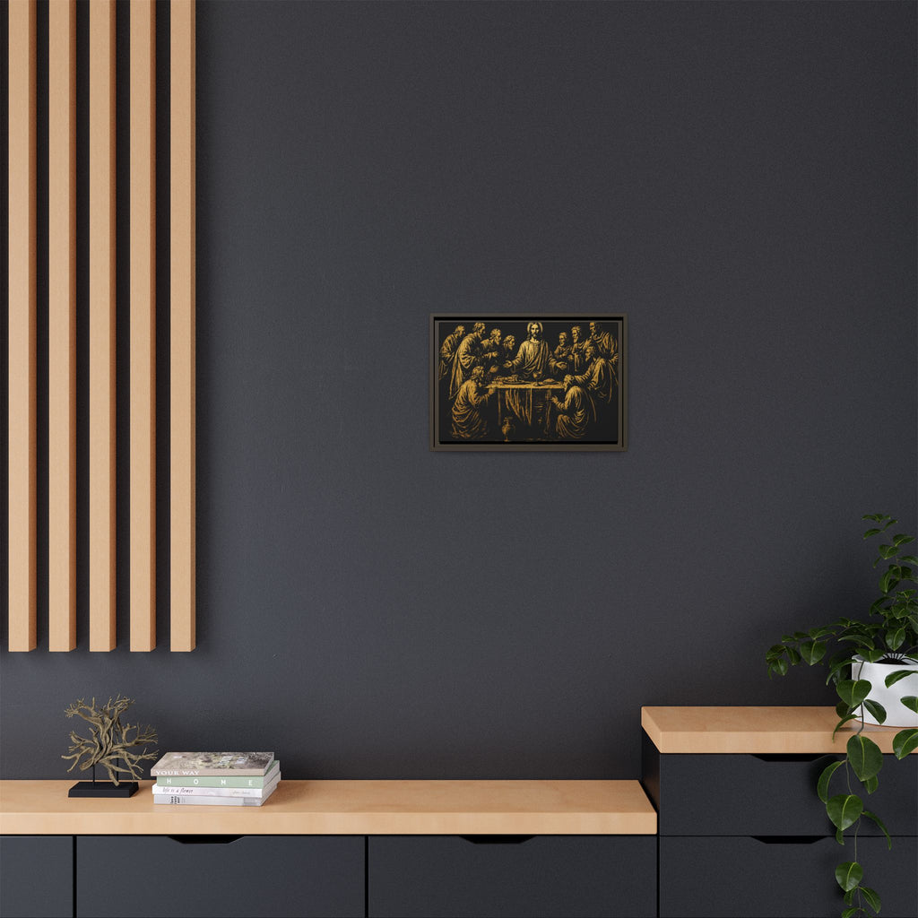 Framed Matte Canvas - The Last Supper Gold Illustration