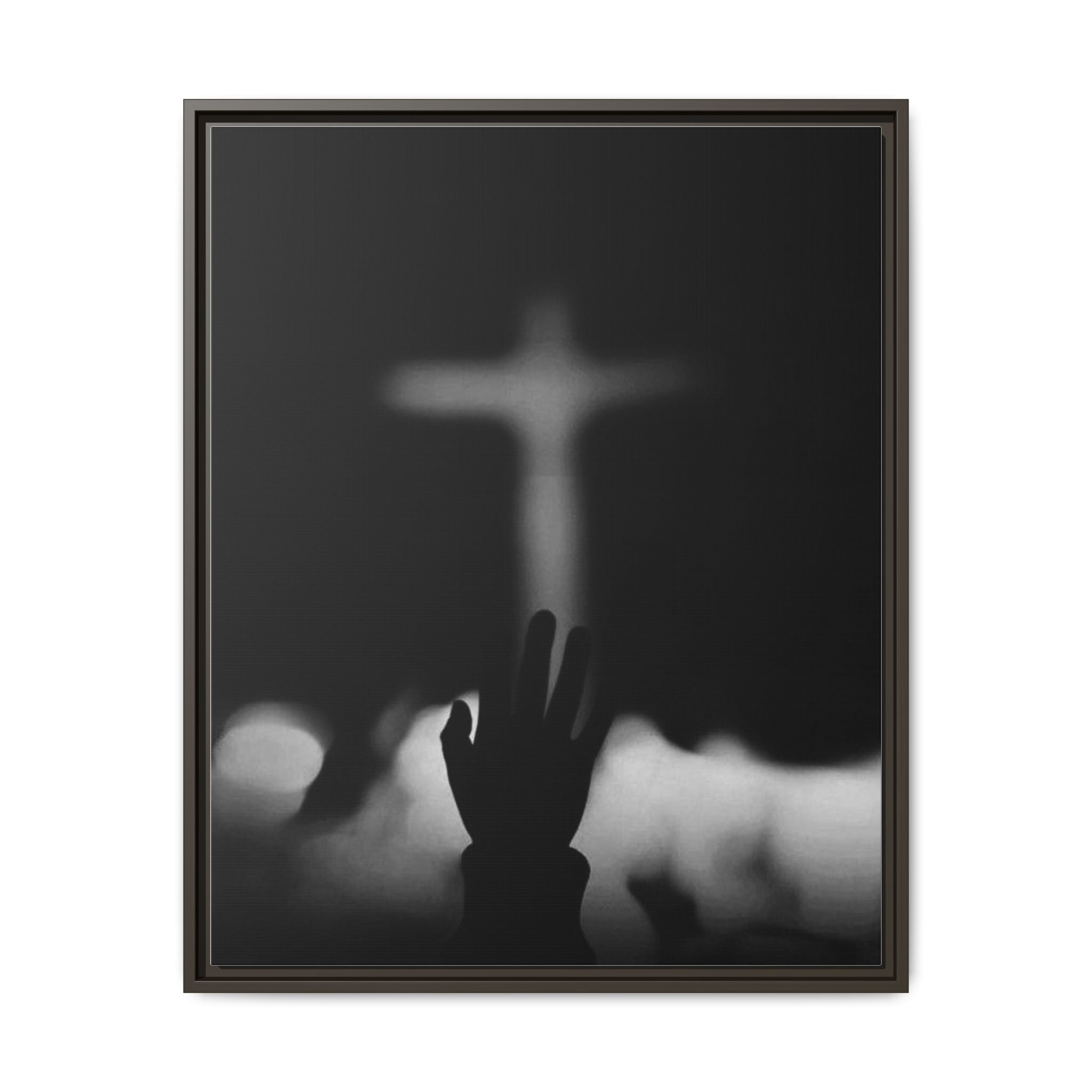 Framed Matte Canvas - Worship Silhouette Cross Wall Art