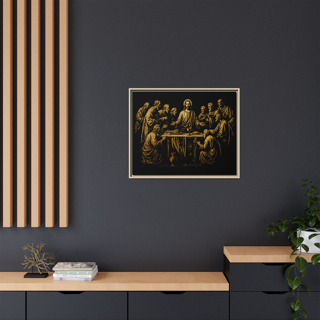 Framed Matte Canvas - The Last Supper Gold Illustration