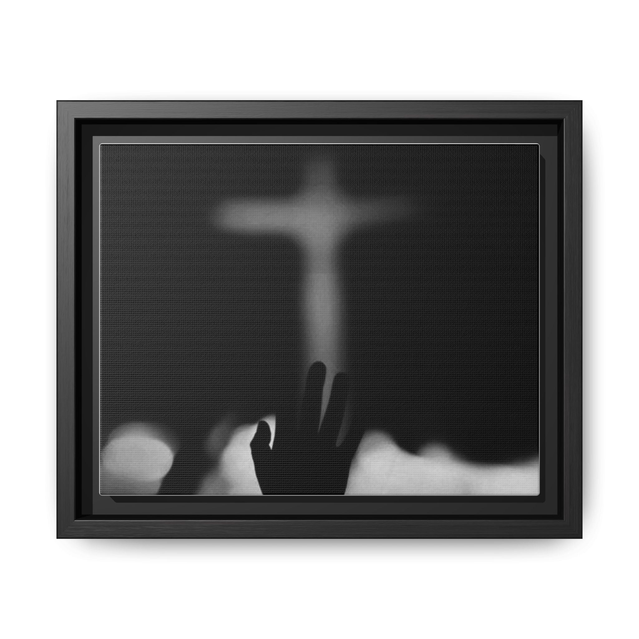 Framed Matte Canvas - Worship Silhouette Cross Wall Art