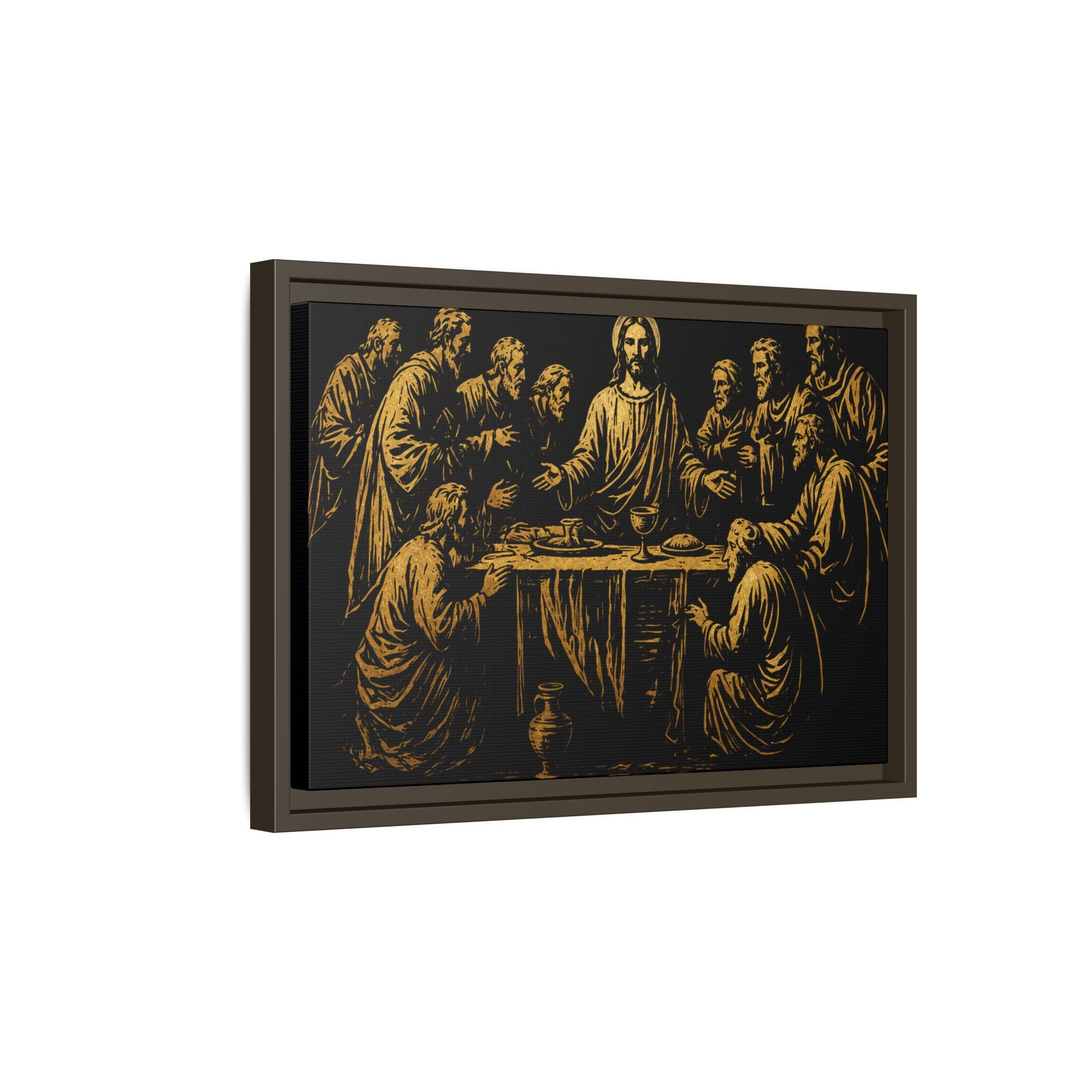 Framed Matte Canvas - The Last Supper Gold Illustration